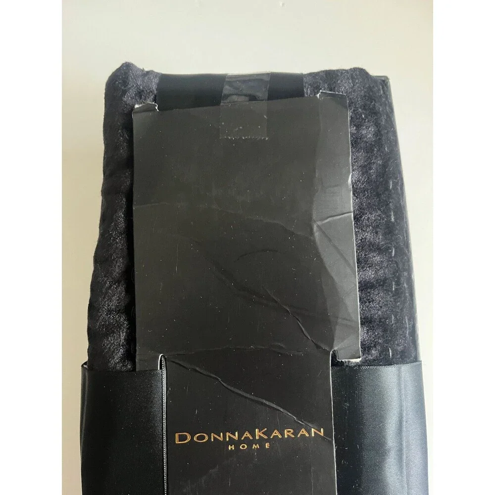 Donna Karan Pillow Sham Black Velvet Standard Queen Channel Quilted Open Pack